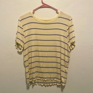Light Yellow Shirt with blue/pink stripes from SO